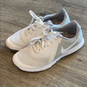 Women’s White and Gray Nike Tennis Shoes